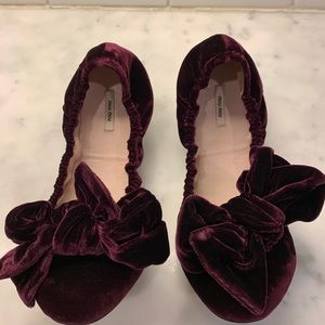 Miu Miu Dark Rose Velvet Ballet Flat
